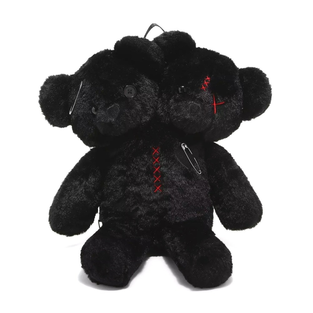 Hot Topic Black Double-Headed Teddy Bear Plush Mini Backpack